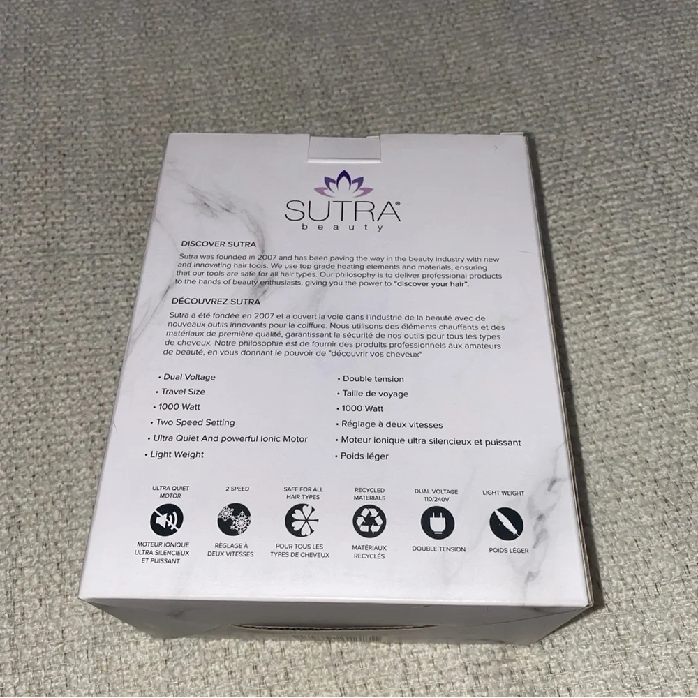 SUTRA Beauty Marble Travel Size Blow Dryer 1000 Watt 2 Speed Lightweight